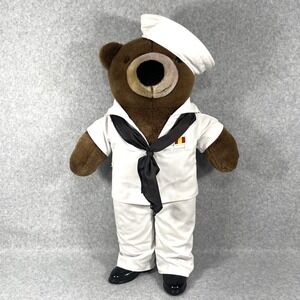 Teddy Bear Plush Sailor Navy Uniform Hat Shoes Stuffed Animal‎ Toy White Outfit